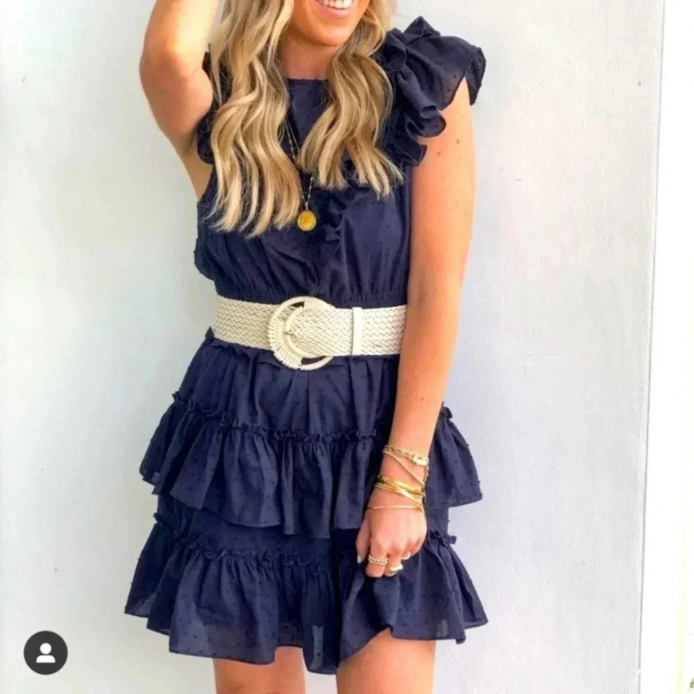 DO+BE Navy Ruffle Dress size M